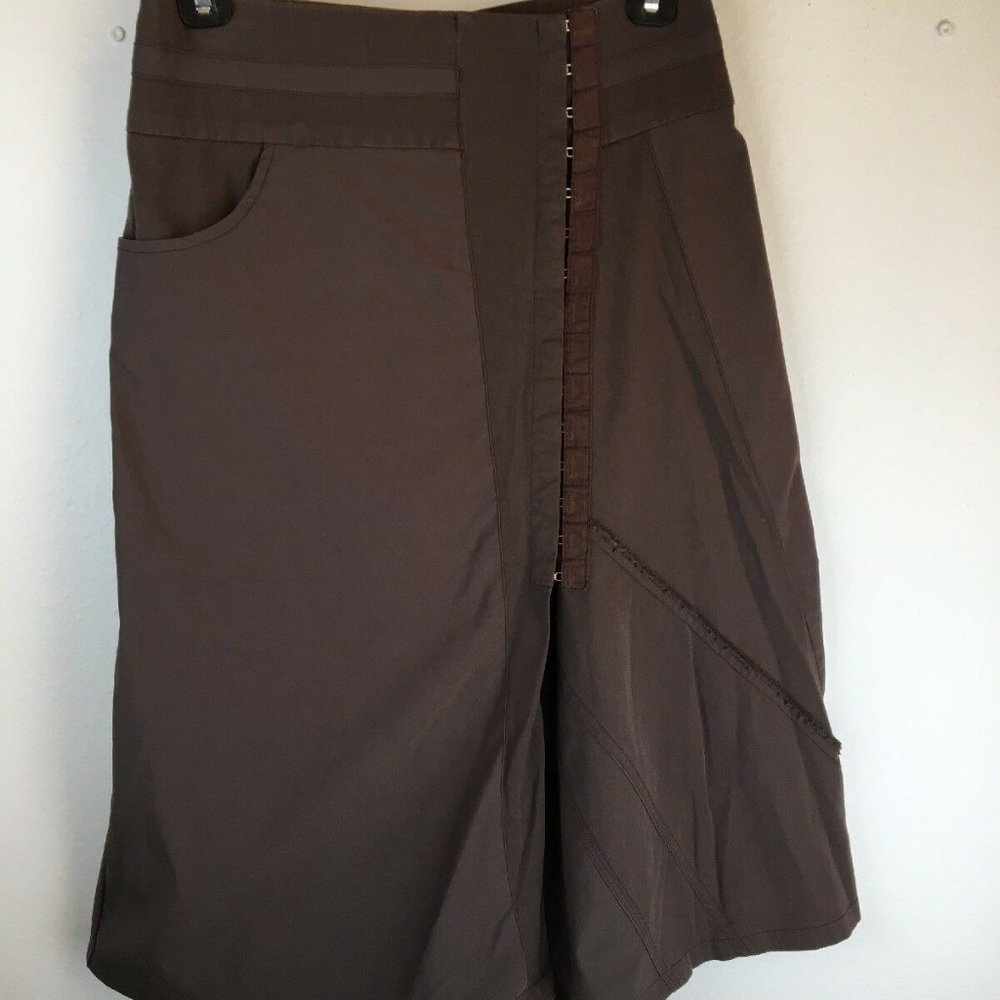 Cotelac A-Line Pencil Skirt S M Brown Asymmetric